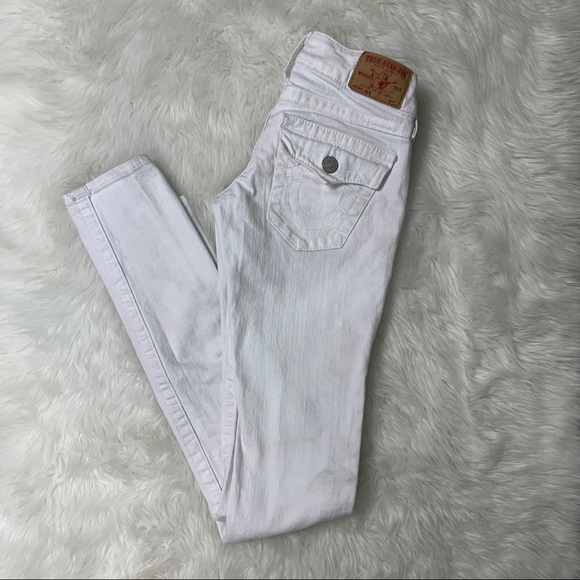 True Religion Julie Skinny Jeans Size 24 White Zip Fly 5-Pocket - Picture 7 of 8
